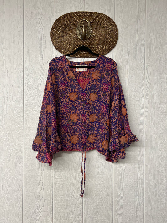 RETAIL Crepe Sari Bell Sleeve Butterfly Top 0326 166