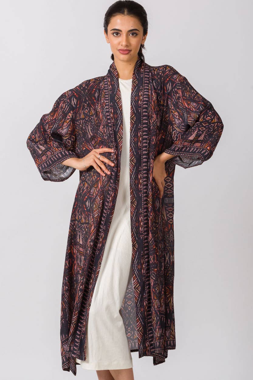 Sachita Cupro Kimonos: Plum Multi - Kantha Bae