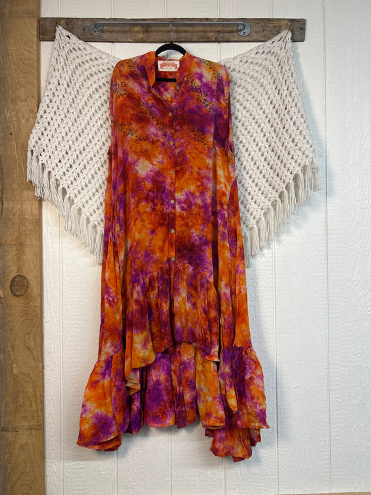 Crepe Sari Summer Dahlia Duster 0726 224