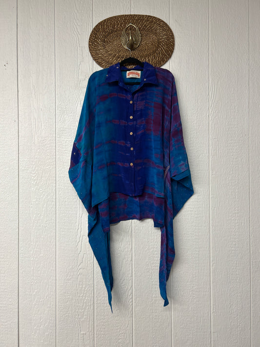 RETAIL Crepe Sari Summer Nirvana Button Down 0626 071