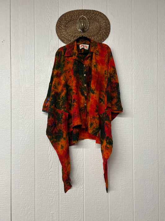 Crepe Sari Summer Nirvana Button Down 0626 199