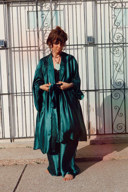 Stardust Silk Kimono - Emerald - Kantha Bae
