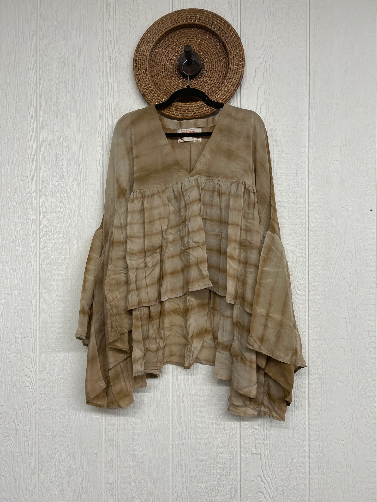 Crepe Sari Bell Sleeve Gold Dust Crop 0826 014