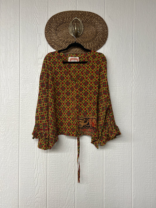 Crepe Sari Bell Sleeve Butterfly Top 0326 274