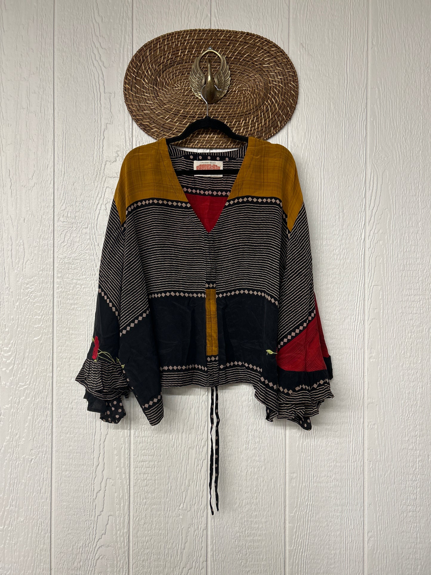 Crepe Sari Bell Sleeve Butterfly Top 0326 242