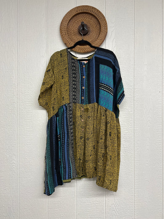 Crepe Sari Daydreamer Button Down Mini  0726 006