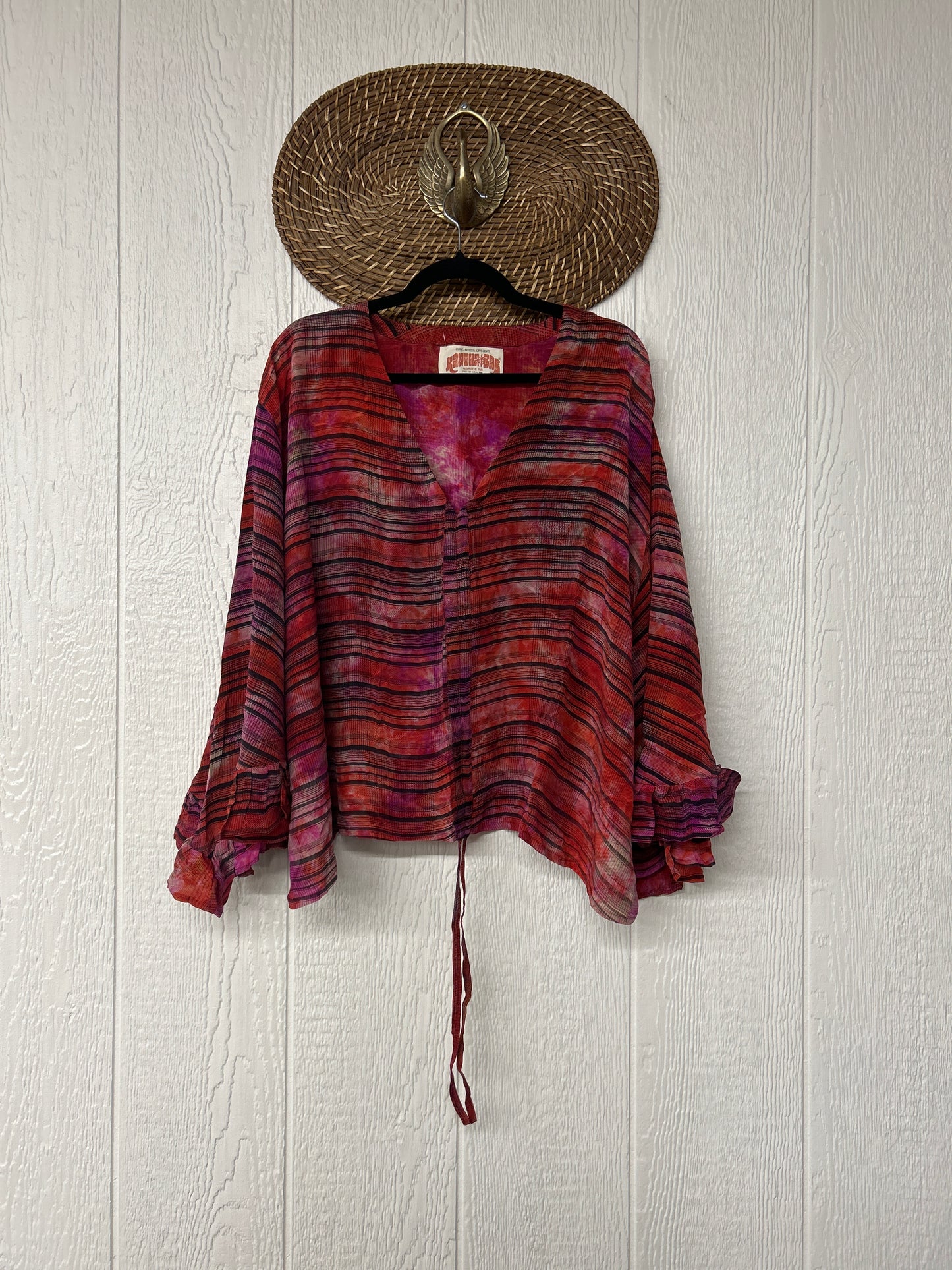 Crepe Sari Bell Sleeve Butterfly Top 0326 266