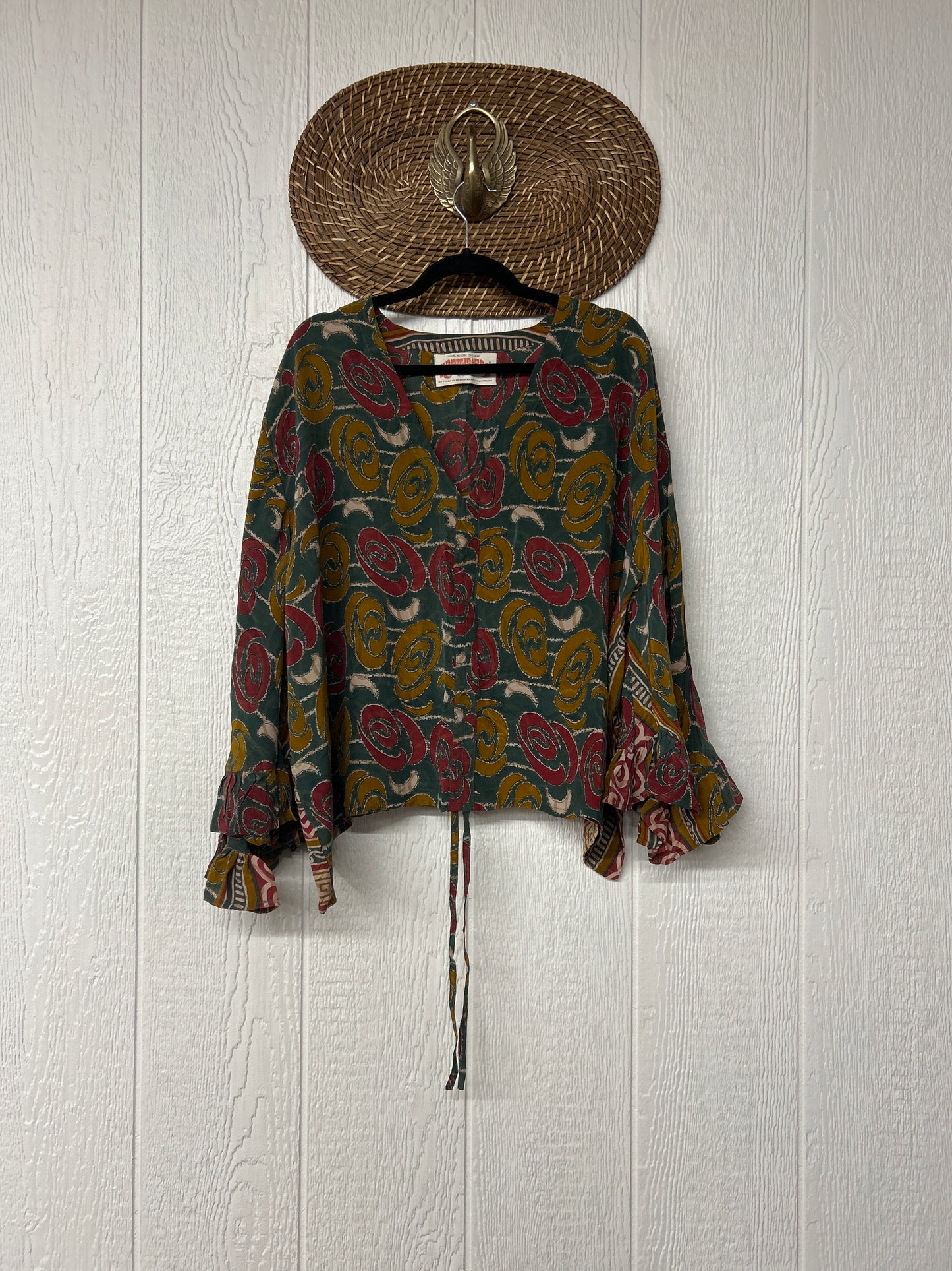 Crepe Sari Bell Sleeve Butterfly Top 0326 159