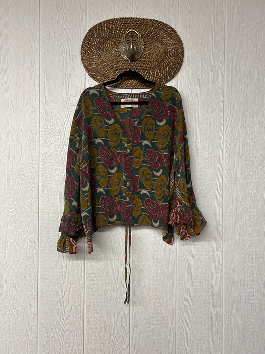 Crepe Sari Bell Sleeve Butterfly Top 0326 159