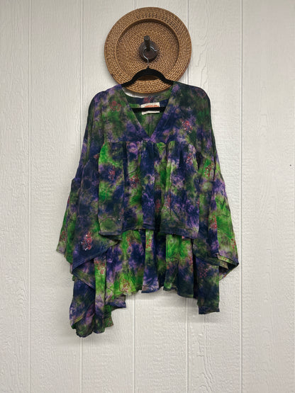Crepe Sari Bell Sleeve Gold Dust Crop 0826 009