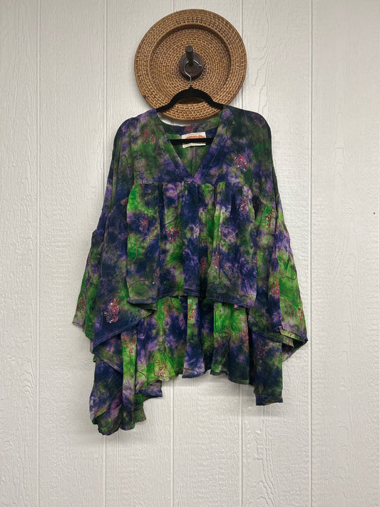 Crepe Sari Bell Sleeve Gold Dust Crop 0826 009