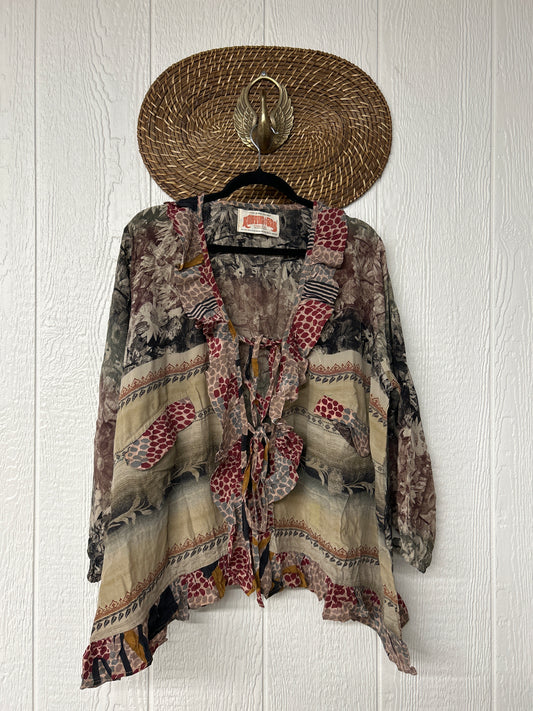 Crepe Sari Ruffle Daisy Blouse 0226 033