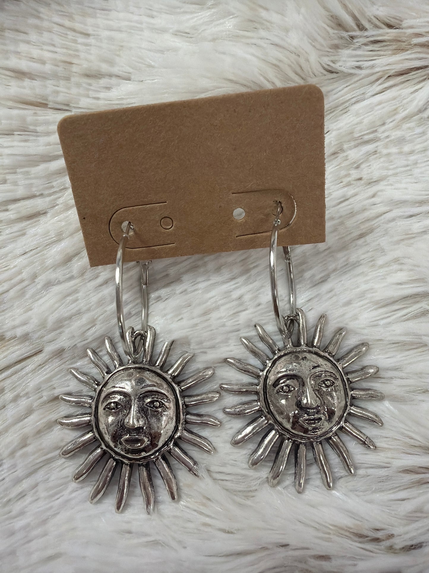 Silver Metal Earrings - Sun