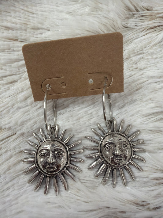 Silver Metal Earrings - Sun
