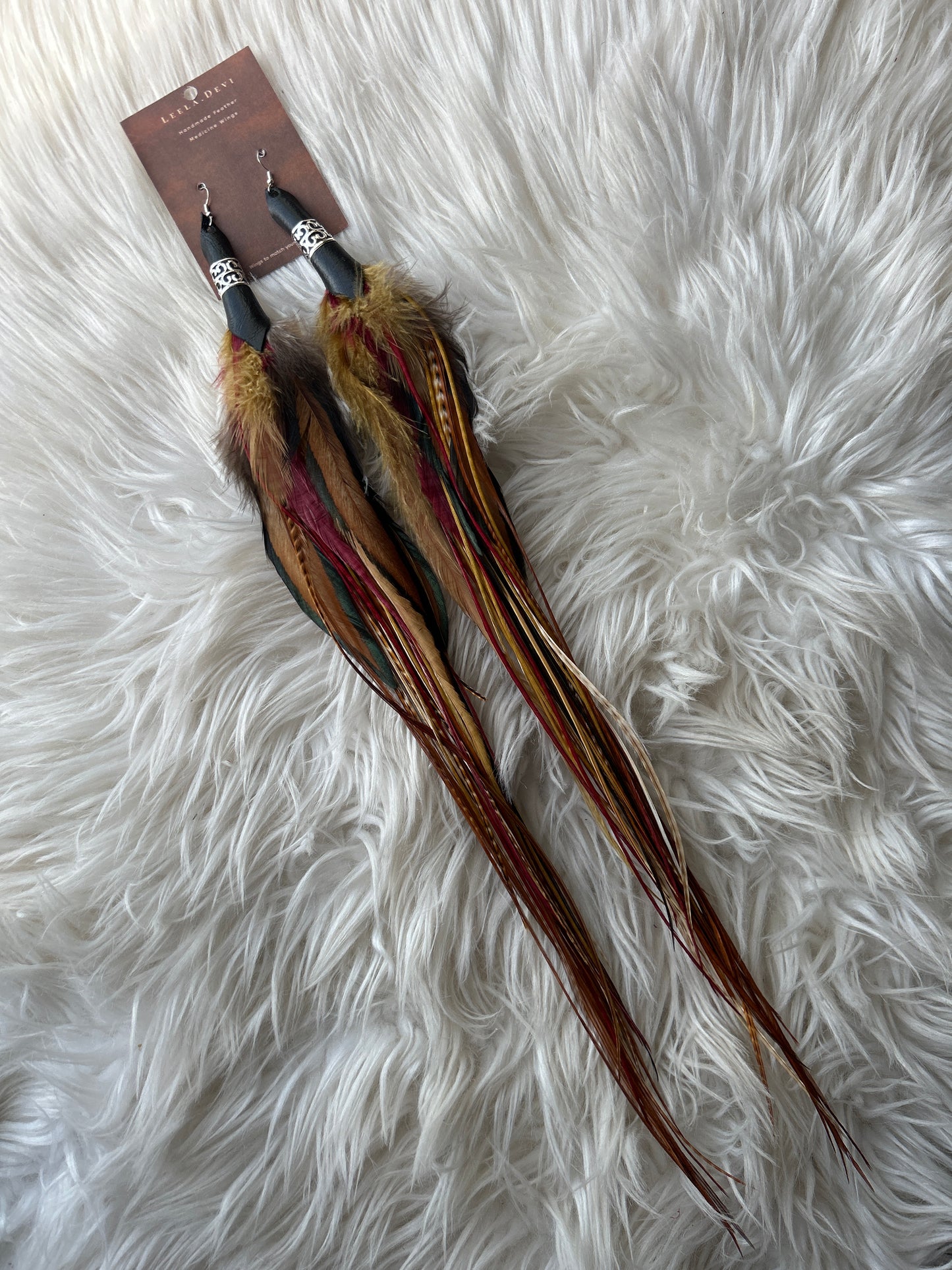Leela Devi Long Feather Earrings