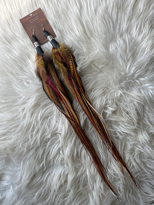 Leela Devi Long Feather Earrings