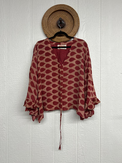Crepe Sari Bell Sleeve Butterfly Top 0326 001