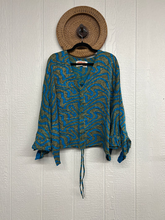 Crepe Sari Bell Sleeve Butterfly Top 0326 005