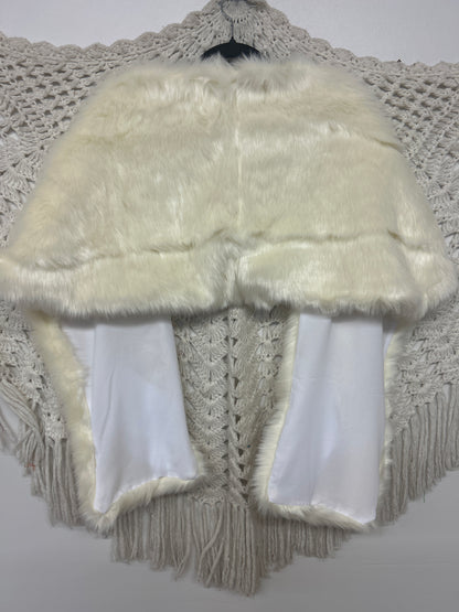 Ivory Faux Fur Shawl