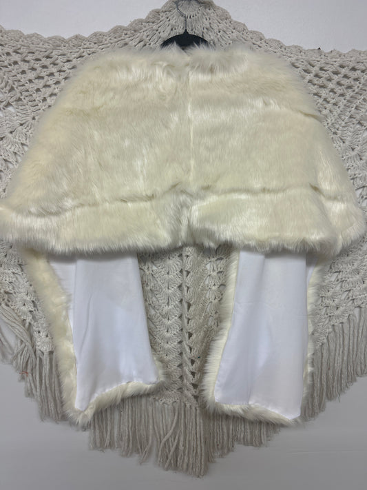 Ivory Faux Fur Shawl