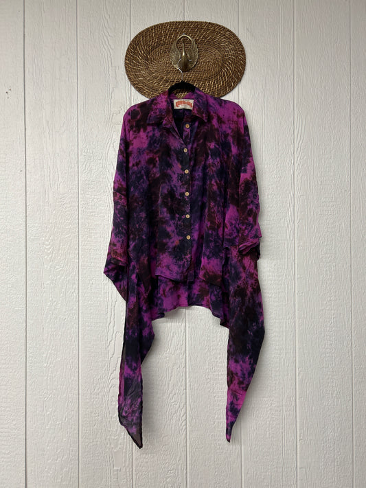 RETAIL Crepe Sari Summer Nirvana Button Down 0626 042
