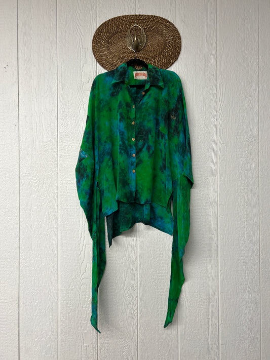 Crepe Sari Summer Nirvana Button Down 0626 055