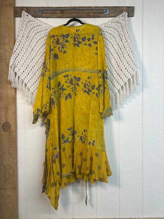 Crepe Sari Flourish Wrap Dress 0426 266