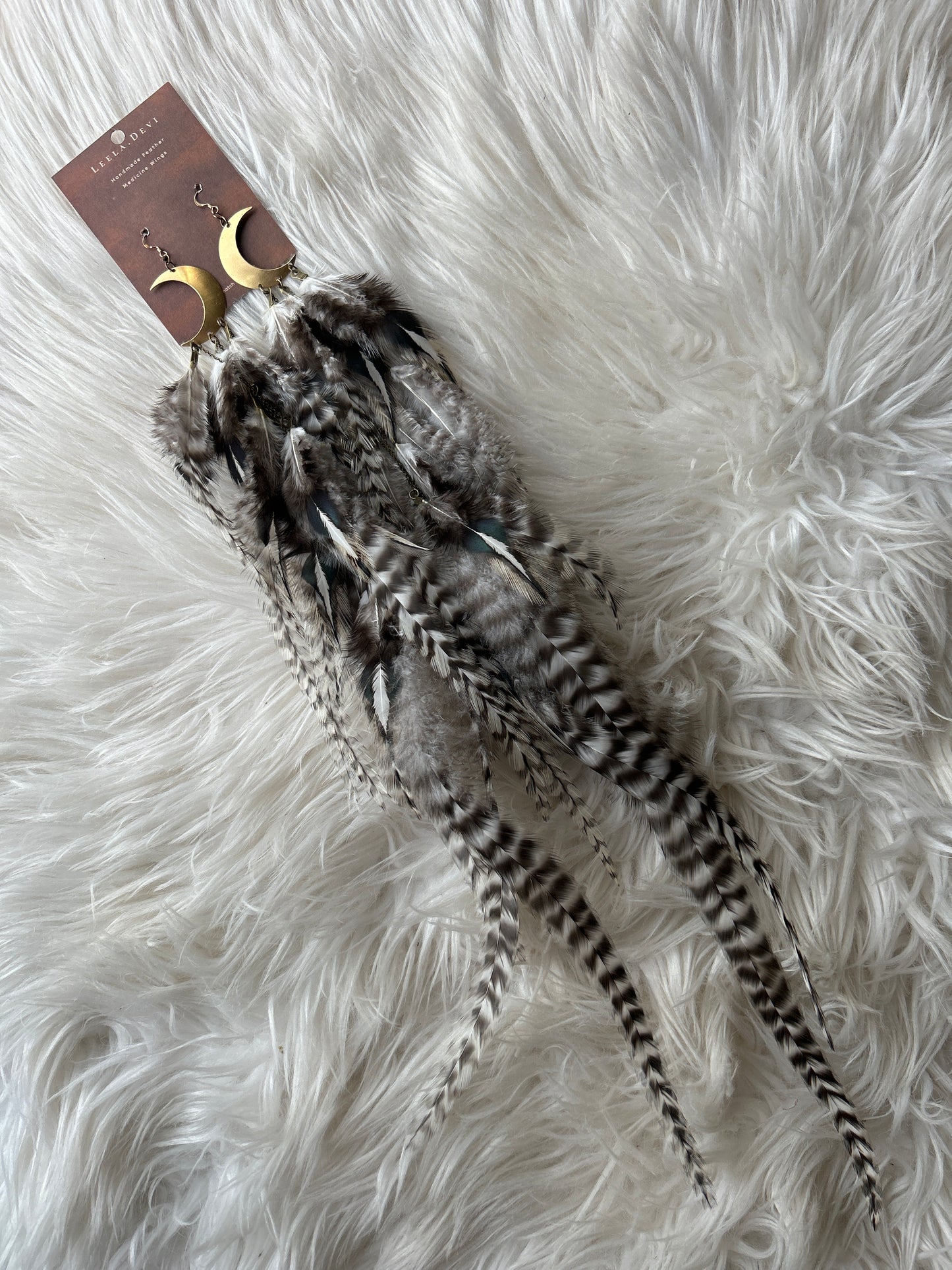 Leela Devi Moon Feather Earrings