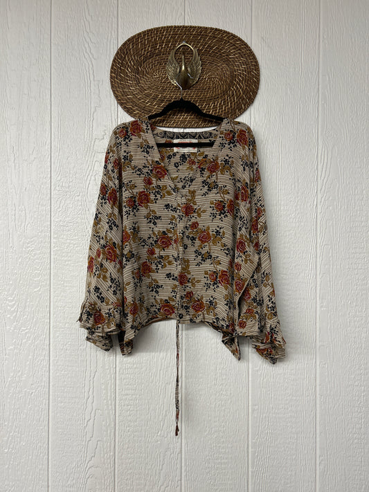 Crepe Sari Bell Sleeve Butterfly Top 0326 213