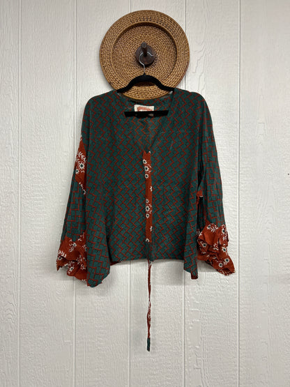 Crepe Sari Bell Sleeve Butterfly Top 0326 113