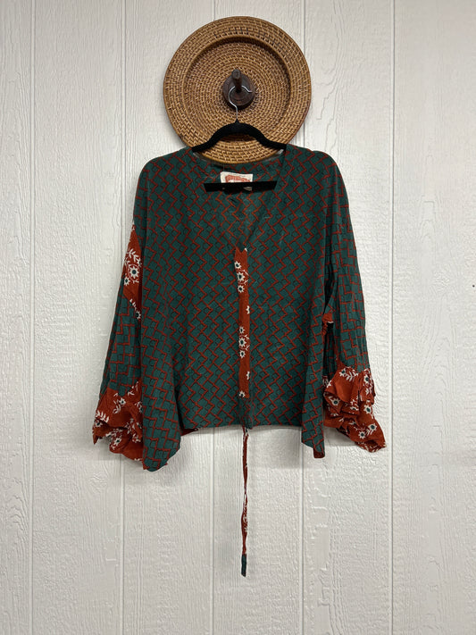 Crepe Sari Bell Sleeve Butterfly Top 0326 113