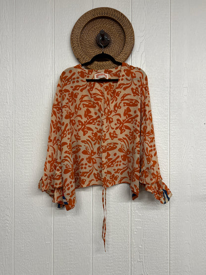 Crepe Sari Bell Sleeve Butterfly Top 0326 085