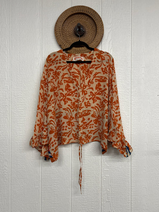 Crepe Sari Bell Sleeve Butterfly Top 0326 085
