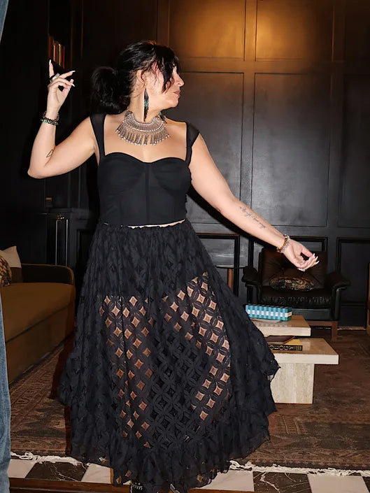 RETAIL Crochet Wild Rose Skirt - Black