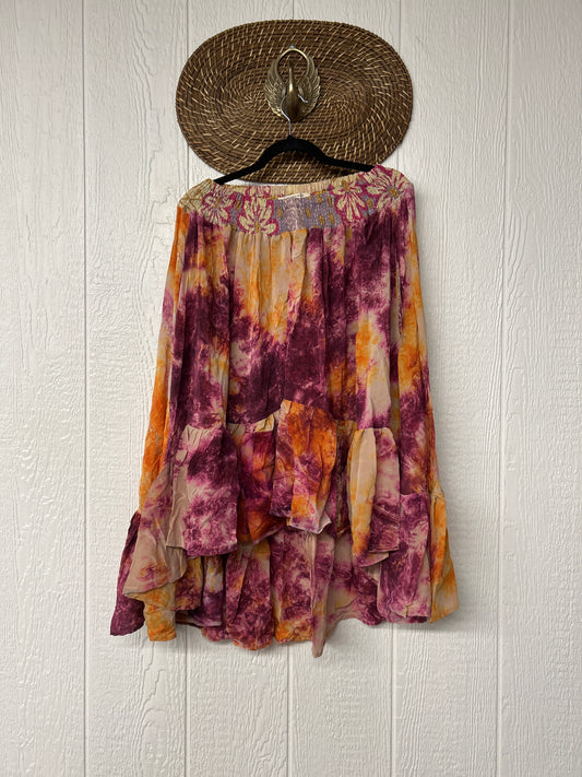 Crepe Sari Dahlia Skirt 1026 007