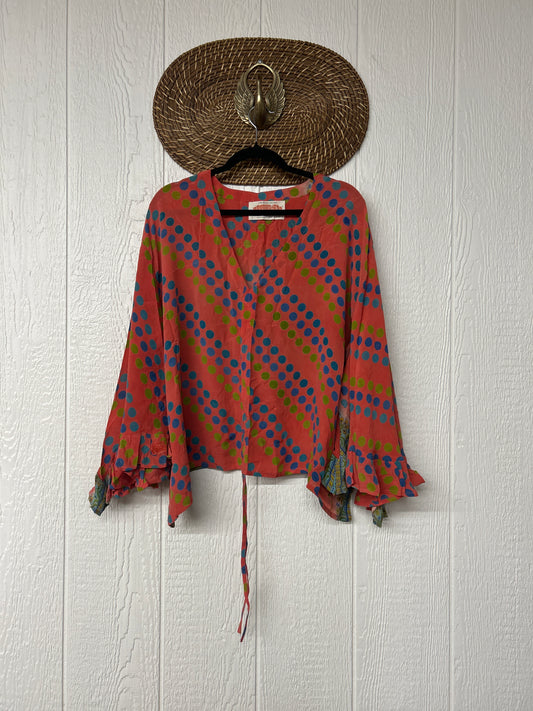 Crepe Sari Bell Sleeve Butterfly Top 0326 230