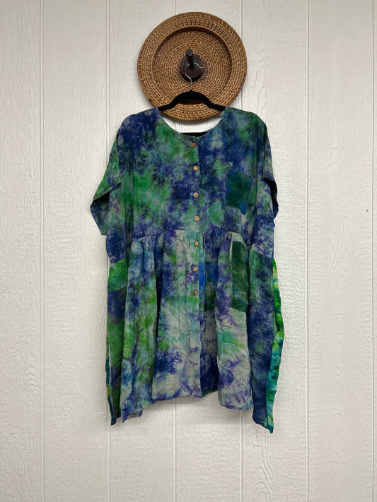 Crepe Sari Daydreamer Button Down Mini  0726 008