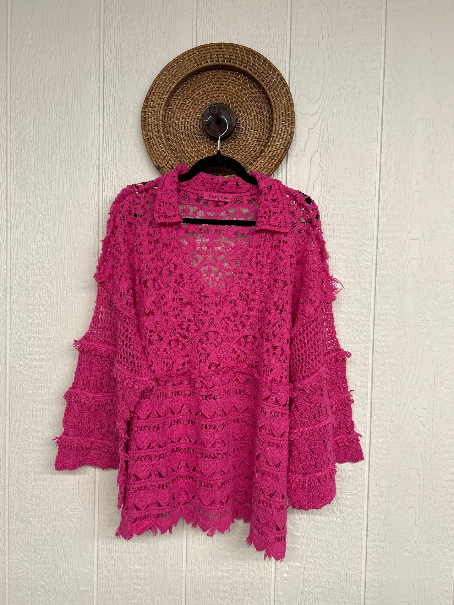 Hand Crocheted Magenta Heart Shirt 0326 001