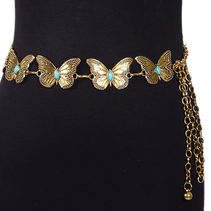 Casual Retro Butterfly Waist Chain - Gold