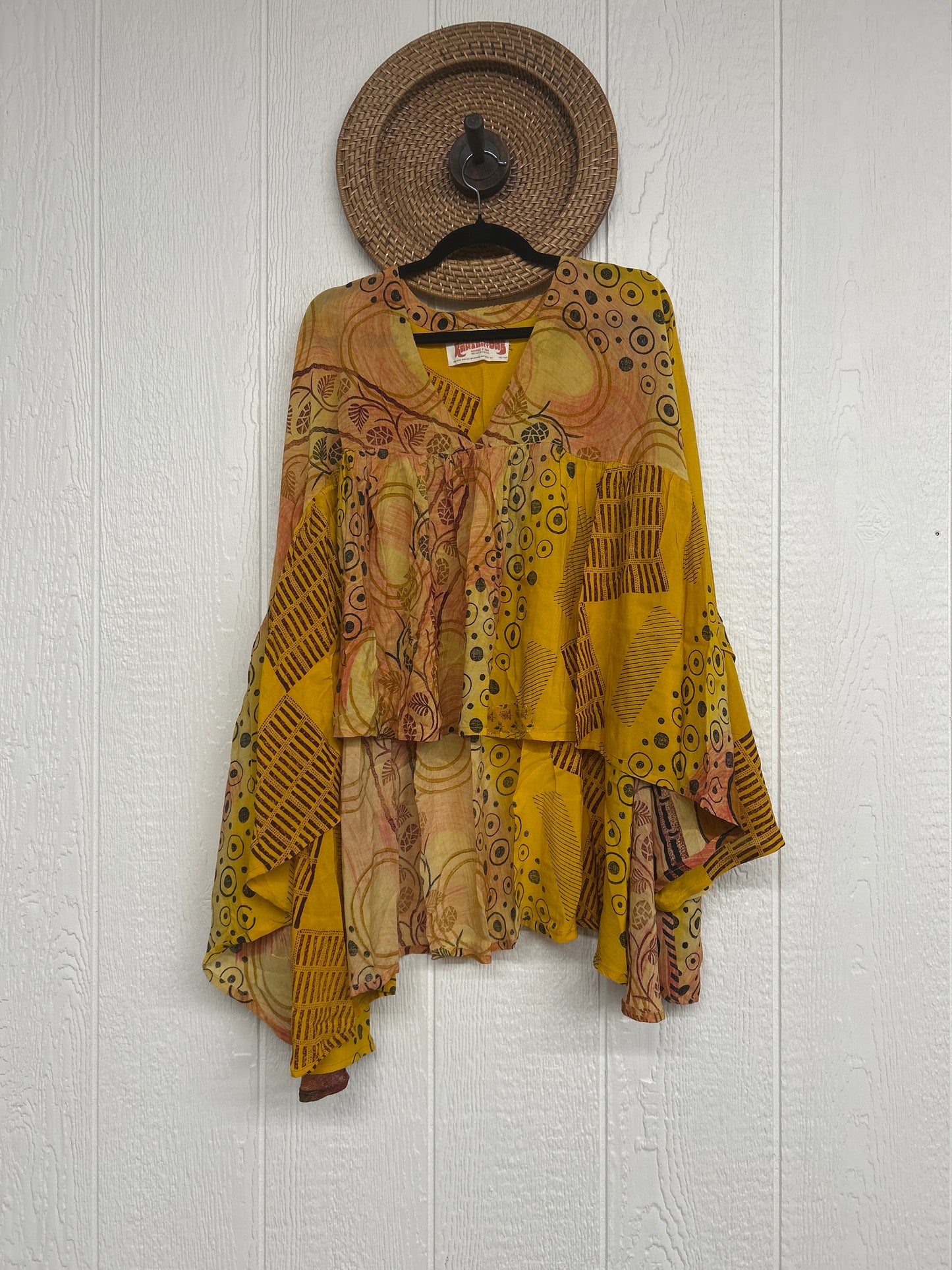 Crepe Sari Bell Sleeve Gold Dust Crop 0826 025