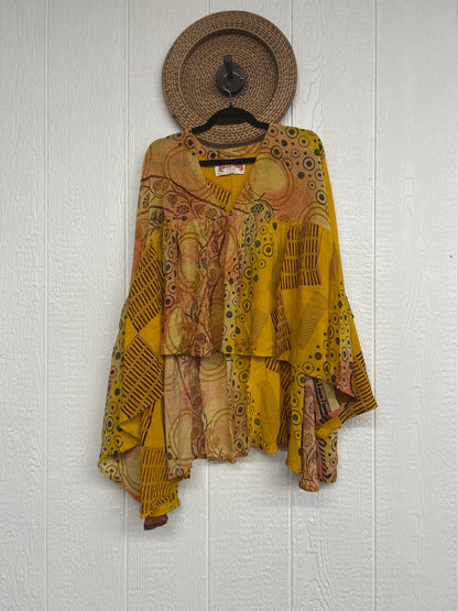 Crepe Sari Bell Sleeve Gold Dust Crop 0826 025