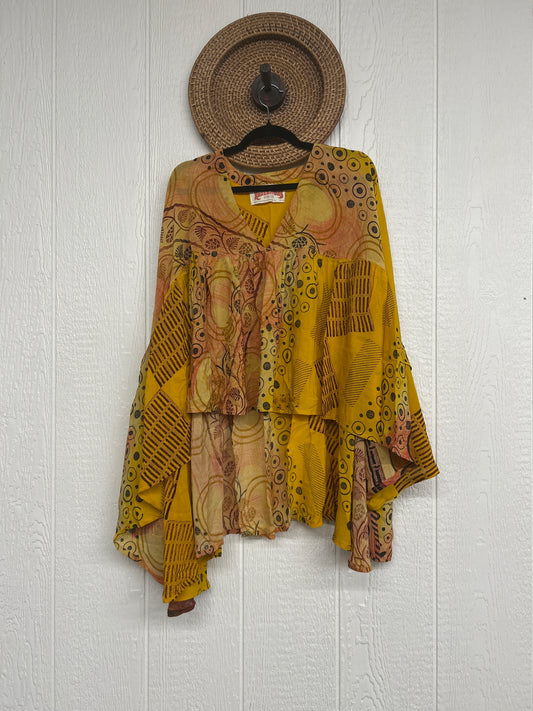Crepe Sari Bell Sleeve Gold Dust Crop 0826 025