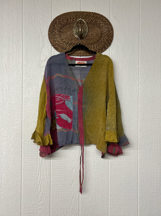 Crepe Sari Bell Sleeve Butterfly Top 0326 217