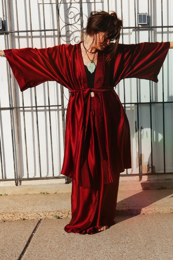 Stardust Silk Kimono - Crimson - Kantha Bae
