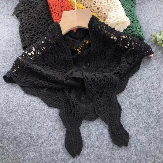 Lace Crochet Scarf - Black 0426 001