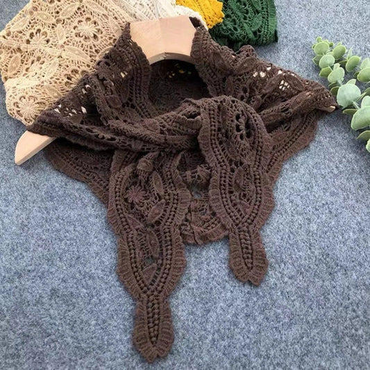 Lace Crochet Scarf - Coffee 0426 001
