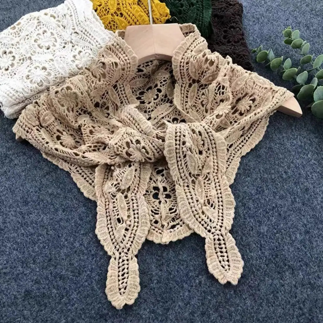 Lace Crochet Scarf - Khaki 0426 001