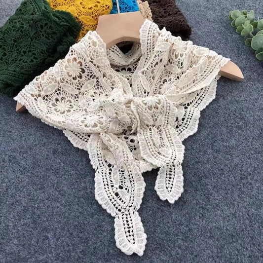 Lace Crochet Scarf - White 0426 001