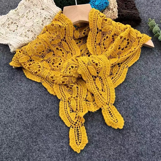 Lace Crochet Scarf - Yellow 0426 001