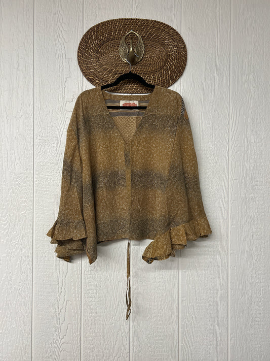 Crepe Sari Bell Sleeve Butterfly Top 0326 221